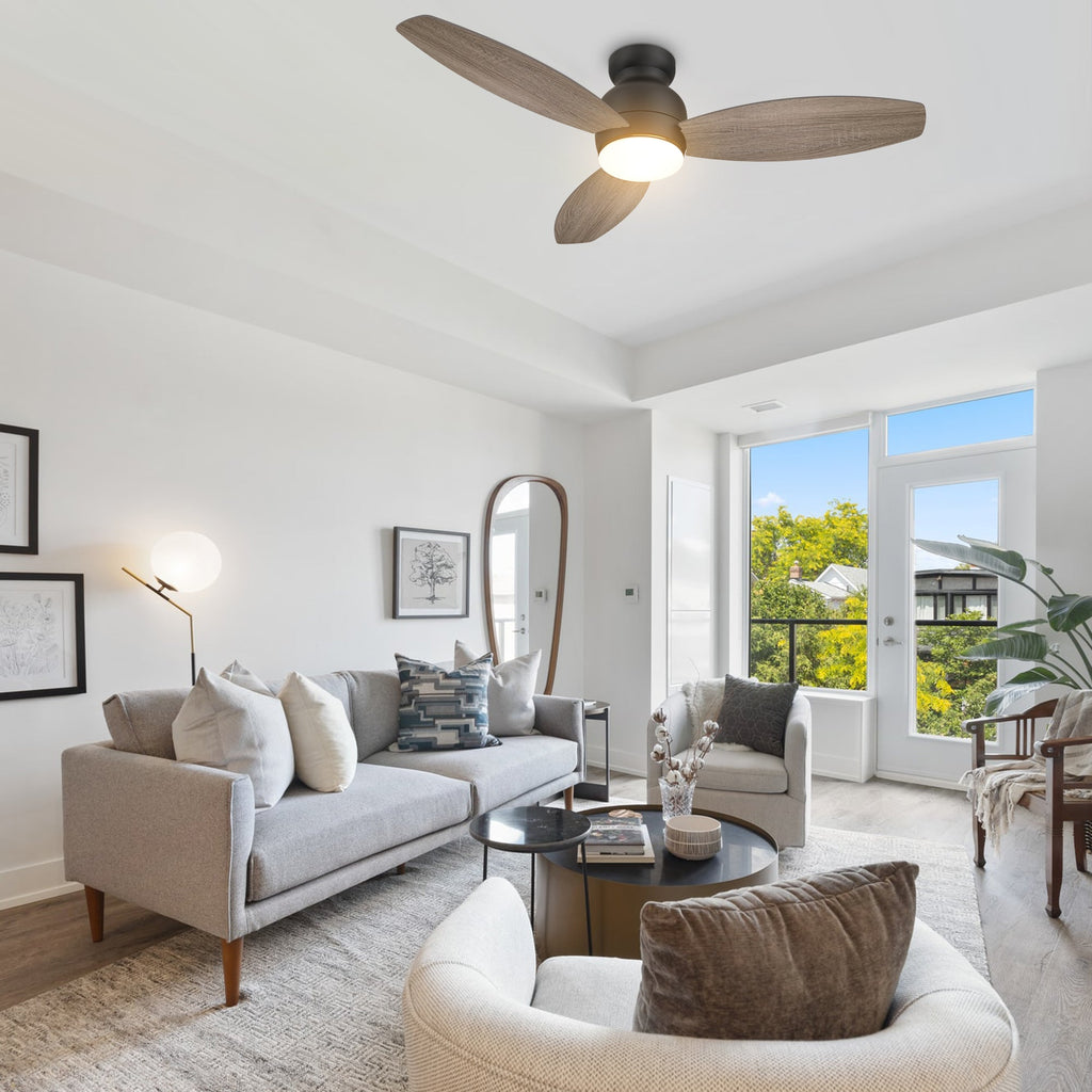 TRENTO 52 inch 3-Blade Flush Mount Smart Ceiling Fan with LED Light & Remote