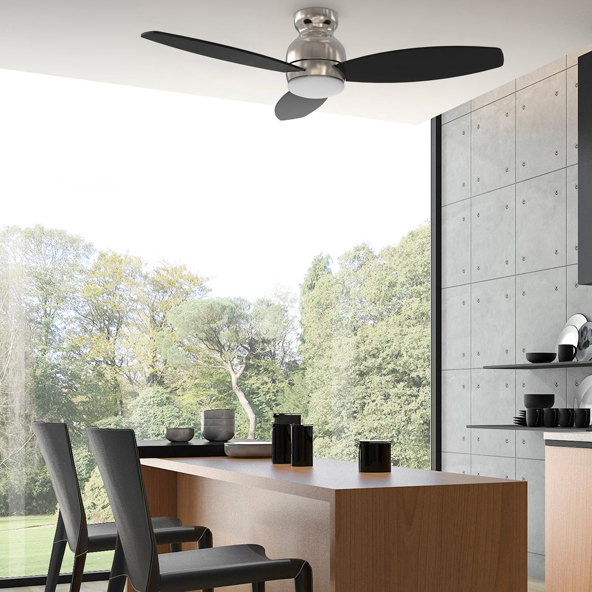 TRENTO 52 inch 3-Blade Flush Mount Smart Ceiling Fan with LED Light & Remote