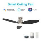 TRENTO 52 inch 3-Blade Flush Mount Smart Ceiling Fan with LED Light & Remote