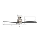 TRENTO 52 inch 3-Blade Flush Mount Smart Ceiling Fan with LED Light & Remote