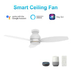 TRENTO 52 inch 3-Blade Flush Mount Smart Ceiling Fan with LED Light & Remote