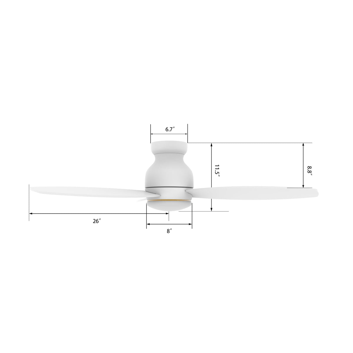 TRENTO 52 inch 3-Blade Flush Mount Smart Ceiling Fan with LED Light & Remote