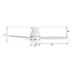 TRENTO 52 inch 3-Blade Flush Mount Smart Ceiling Fan with LED Light & Remote