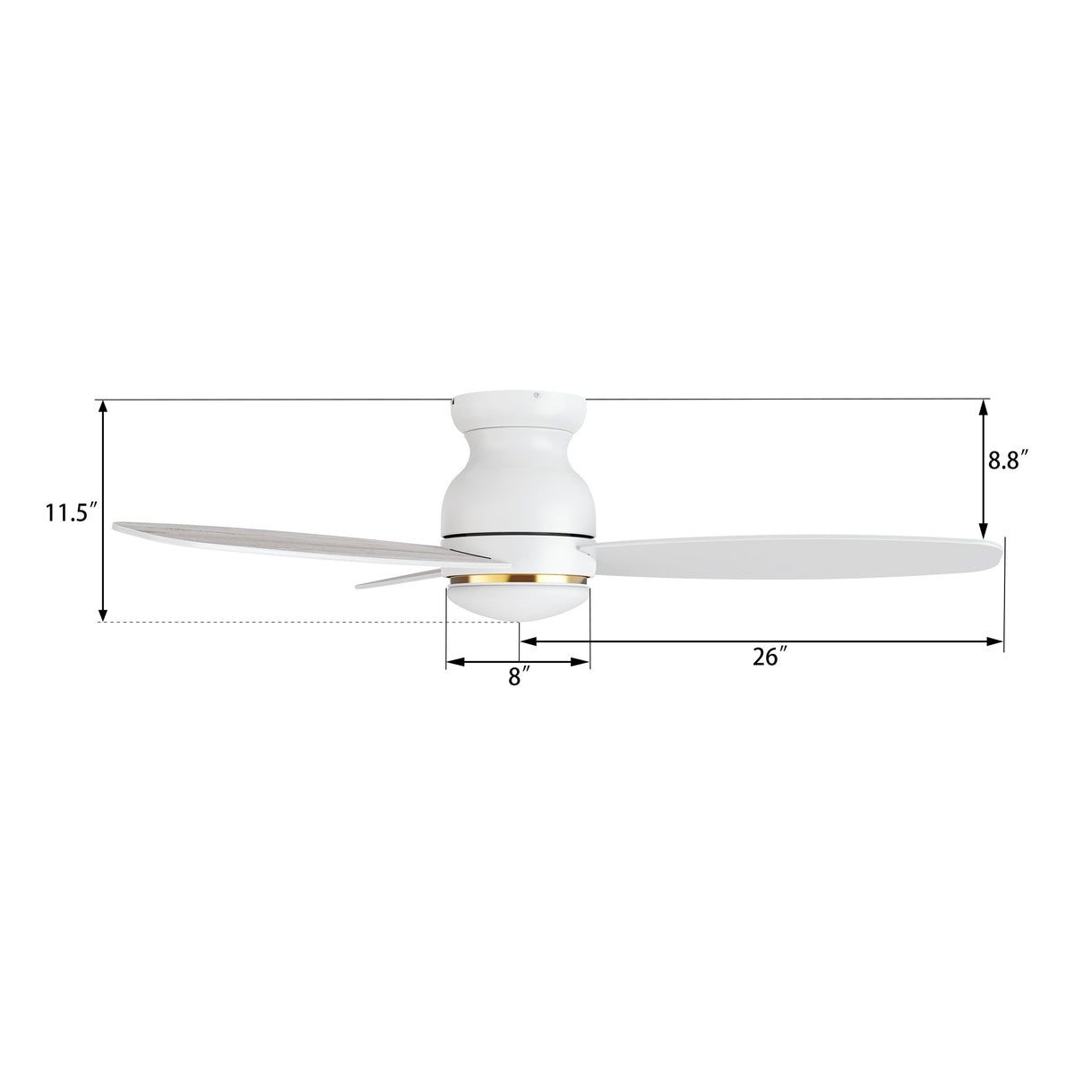 TRENTO 52 inch 3-Blade Flush Mount Smart Ceiling Fan with LED Light & Remote