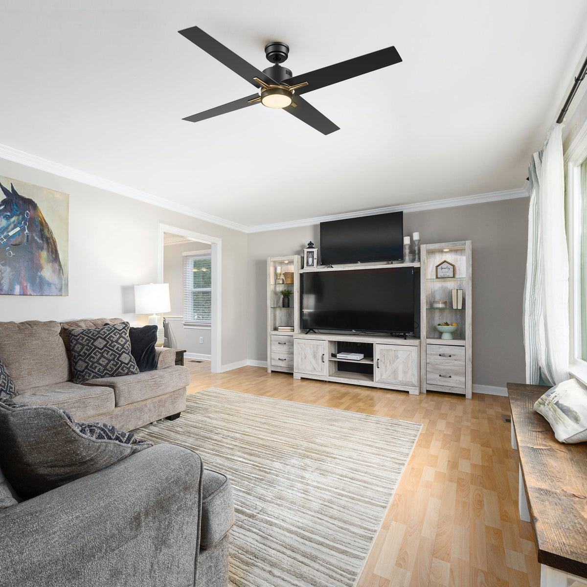 MONTGOMERY 52 inch 4-Blade Smart Ceiling Fan with LED Light & Remote