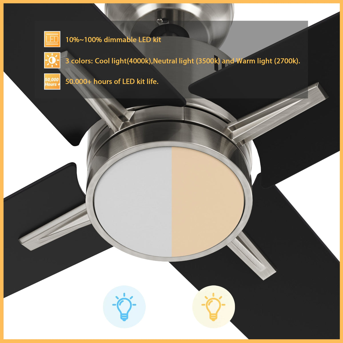 MONTGOMERY 52 inch 4-Blade Smart Ceiling Fan with LED Light & Remote