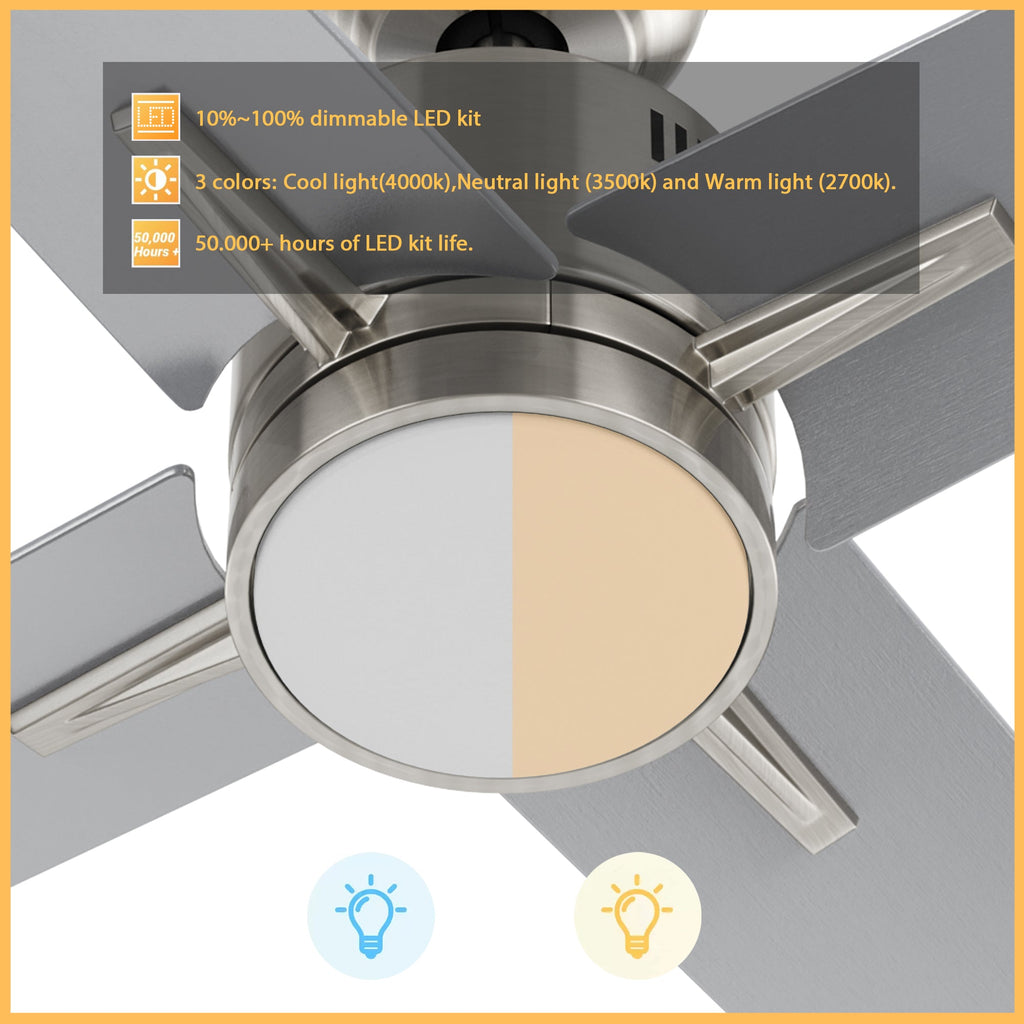 MONTGOMERY 52 inch 4-Blade Smart Ceiling Fan with LED Light & Remote