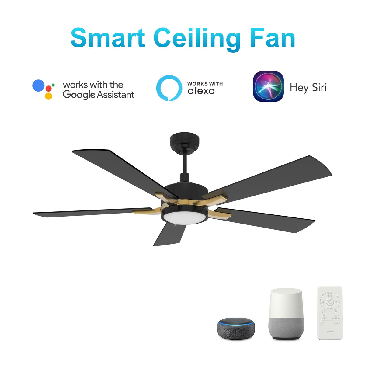 APPLETON 52 inch 5-Blade Smart Ceiling Fan with LED Light & Remote