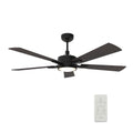 Carro Home APPLETON 52 inch 5-Blade Smart Ceiling Fan with LED Light Kit & Remote Control- Black/Wood Finish (Reversible Blades)