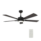 Carro Home APPLETON 52 inch 5-Blade Smart Ceiling Fan with LED Light Kit & Remote Control- Black/Wood Finish (Reversible Blades)