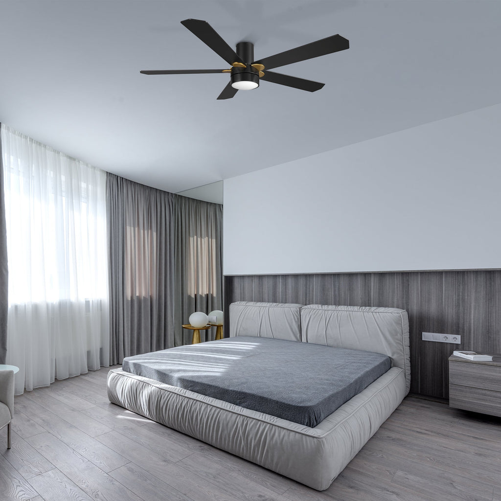 TARRASA 52 inch 5-Blade Flush Mount Smart Ceiling Fan with LED Light & Remote