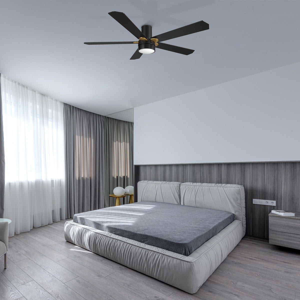 TARRASA 52 inch 5-Blade Flush Mount Smart Ceiling Fan with LED Light & Remote