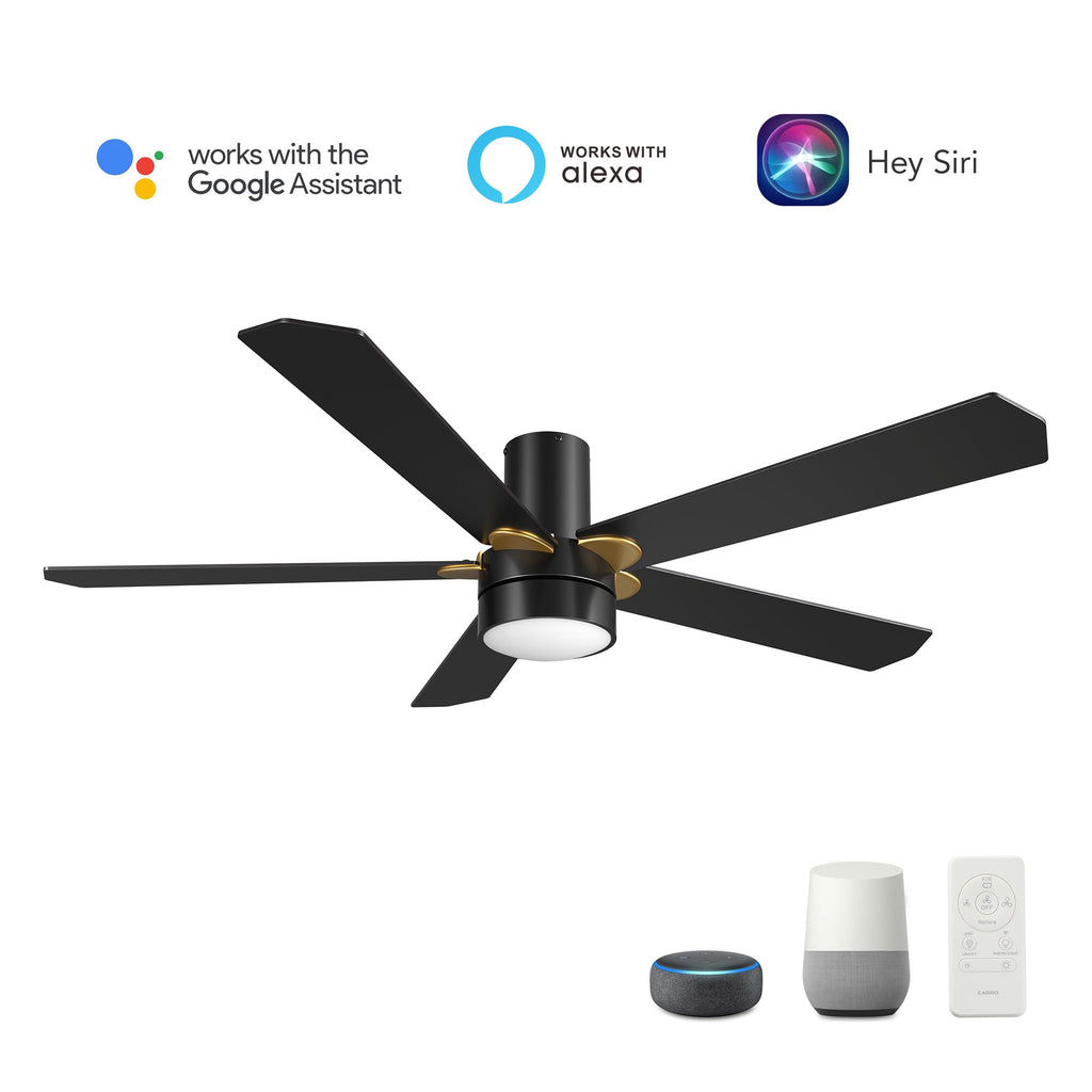 TARRASA 52 inch 5-Blade Flush Mount Smart Ceiling Fan with LED Light & Remote