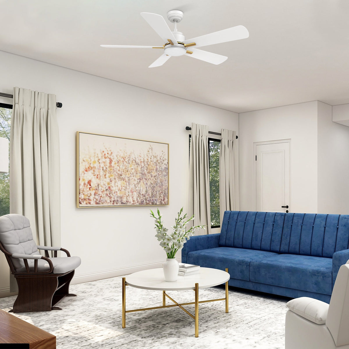 OLINDA 52 inch 5-Blade Smart Ceiling Fan with LED Light & Remote