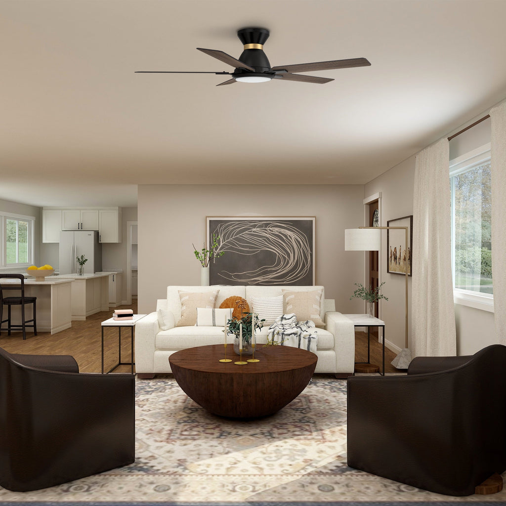 ESPEAR 52 inch Flush Mount 5-Blade Smart Ceiling Fan with LED Light & Remote
