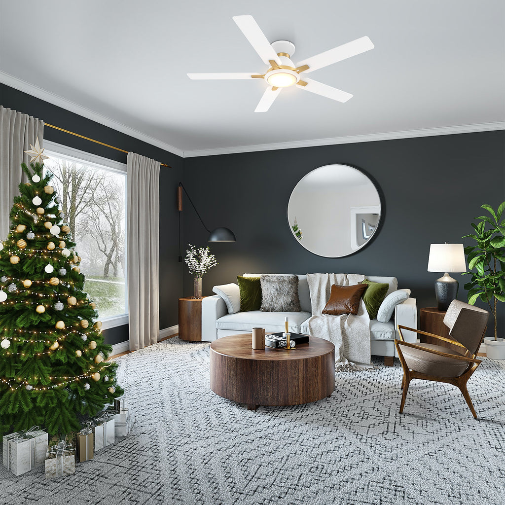ESPEAR 52 inch Flush Mount 5-Blade Smart Ceiling Fan with LED Light & Remote