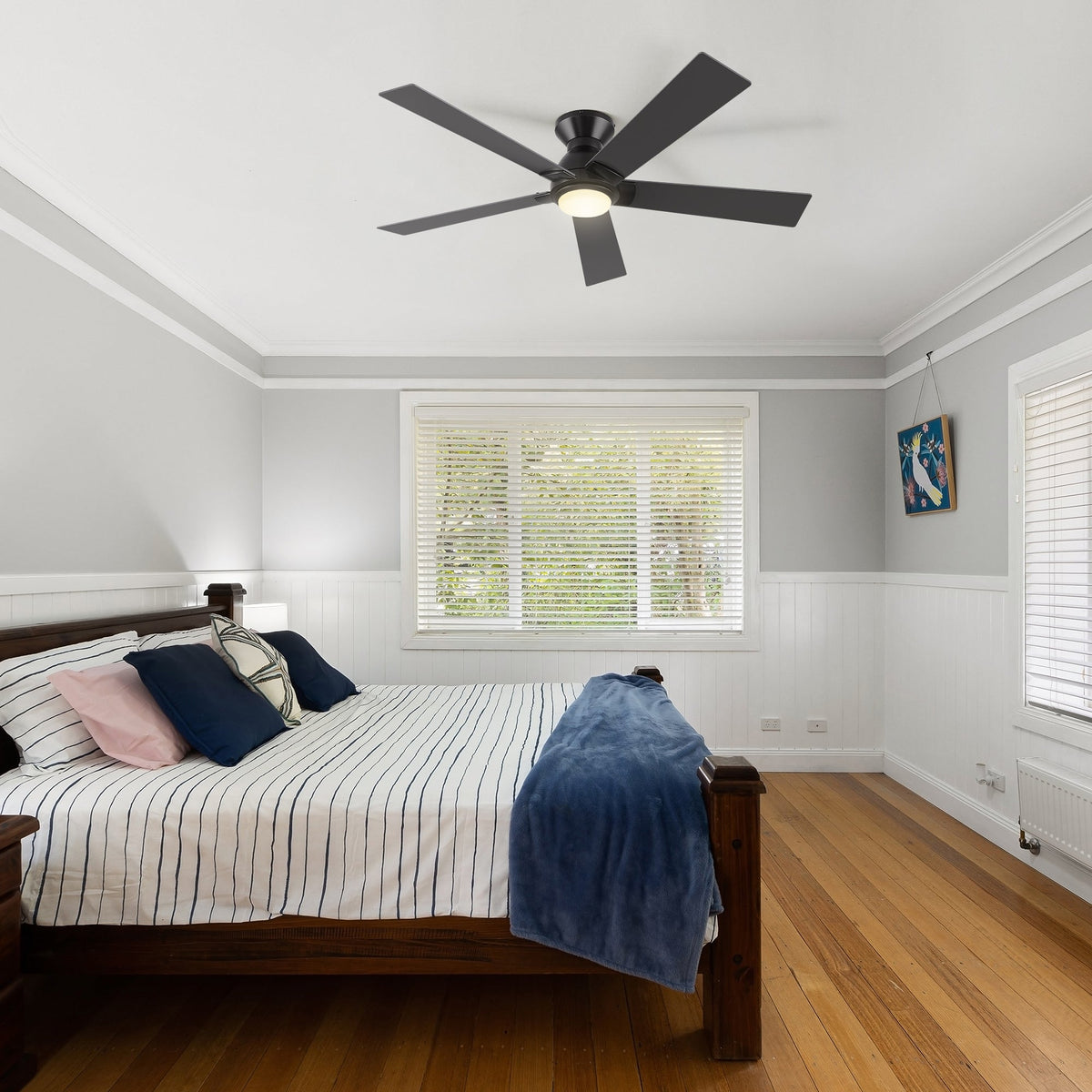 ASCENDER 52 inch 5-Blade Flush Mount Smart Ceiling Fan with LED Light & Remote