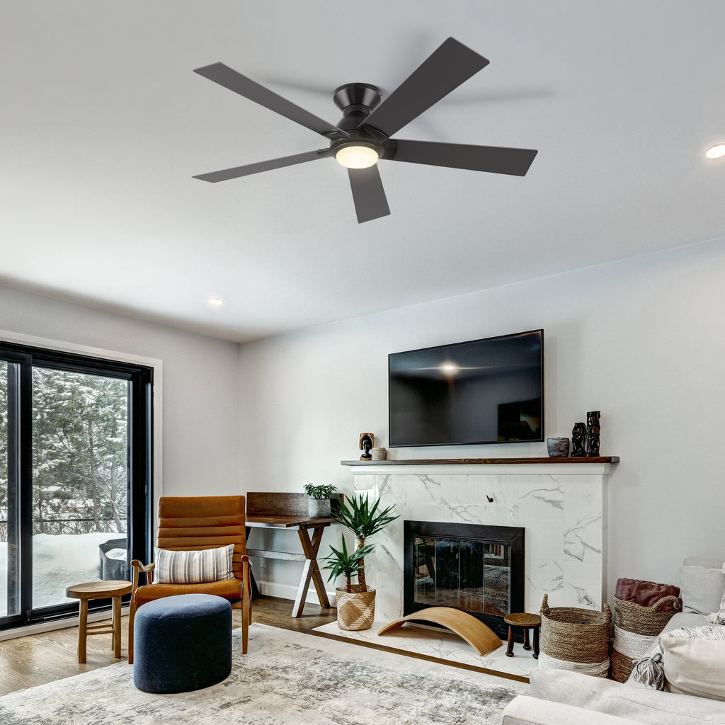 ASCENDER 52 inch 5-Blade Flush Mount Smart Ceiling Fan with LED Light & Remote