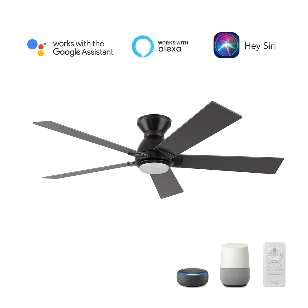ASCENDER 52 inch 5-Blade Flush Mount Smart Ceiling Fan with LED Light & Remote