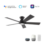 ASCENDER 52 inch 5-Blade Flush Mount Smart Ceiling Fan with LED Light & Remote