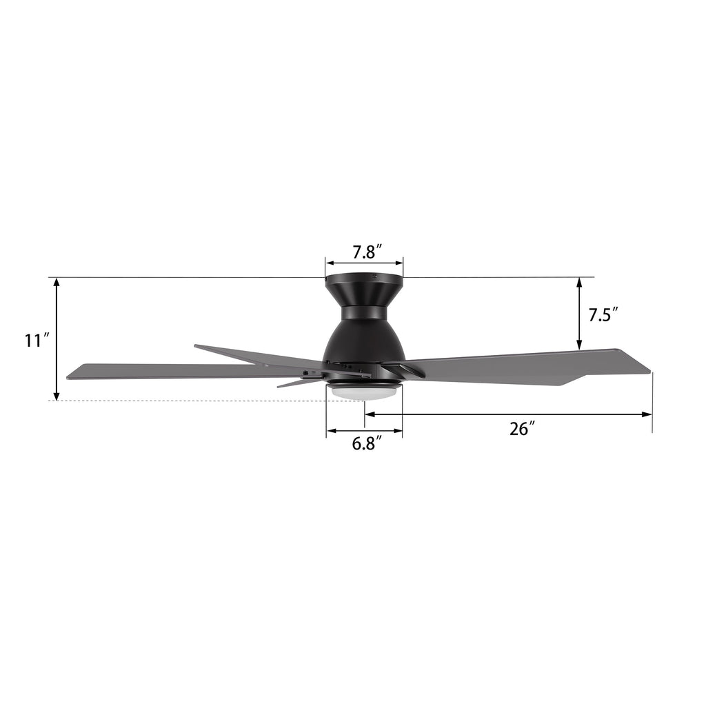 ASCENDER 52 inch 5-Blade Flush Mount Smart Ceiling Fan with LED Light & Remote