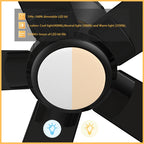 ASCENDER 52 inch 5-Blade Flush Mount Smart Ceiling Fan with LED Light & Remote