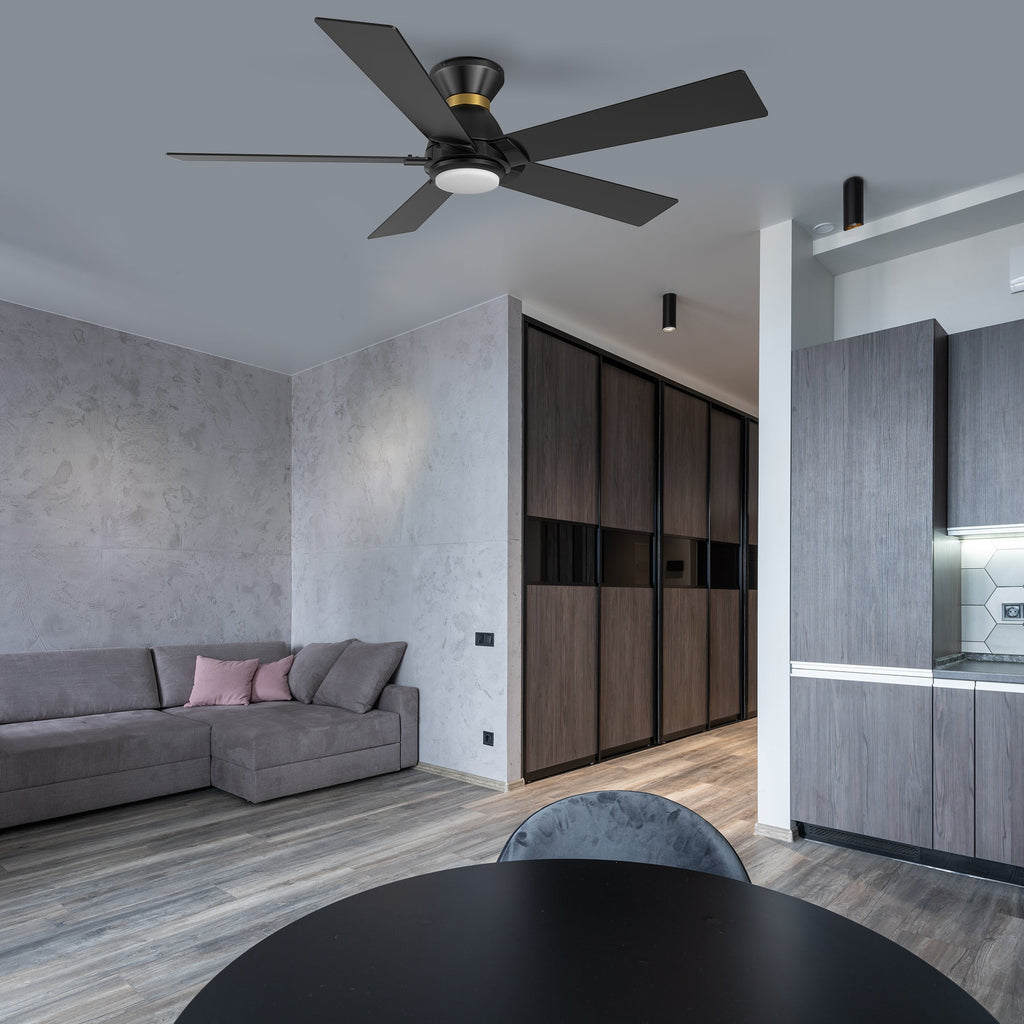 ASCENDER 52 inch 5-Blade Flush Mount Smart Ceiling Fan with LED Light & Remote