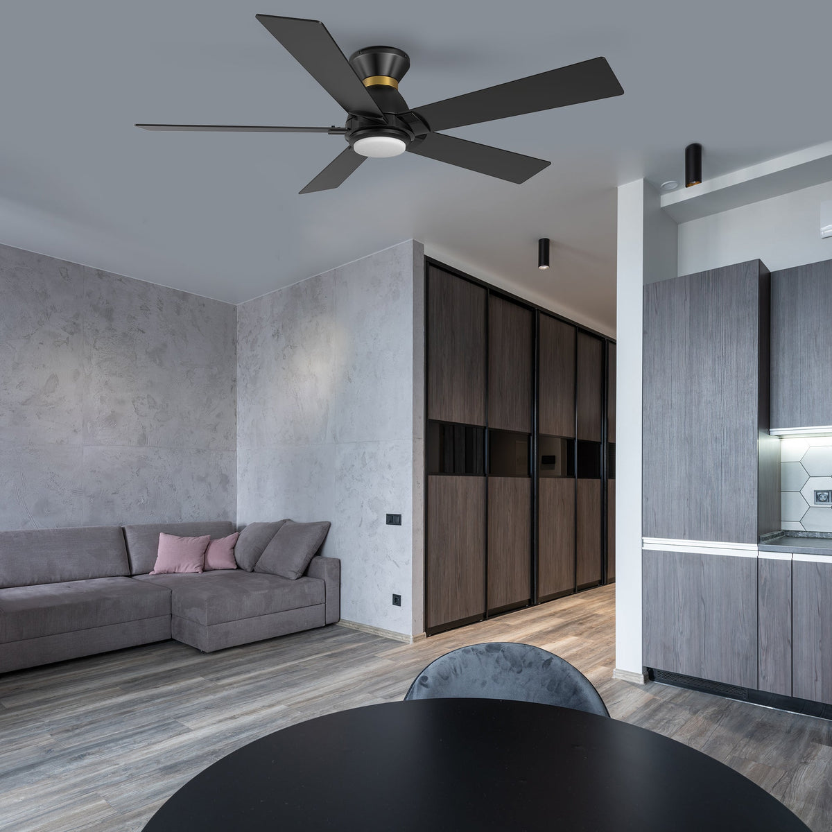 ASCENDER 52 inch 5-Blade Flush Mount Smart Ceiling Fan with LED Light & Remote