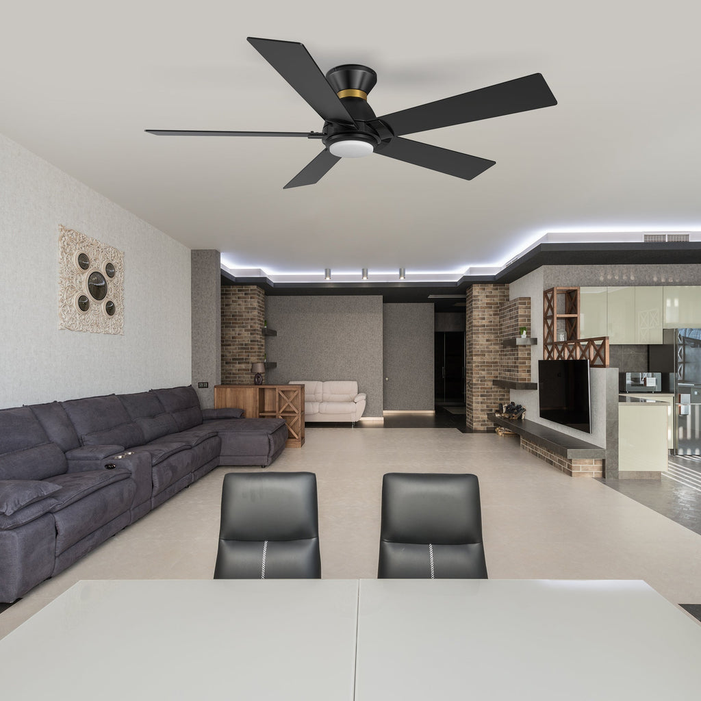ASCENDER 52 inch 5-Blade Flush Mount Smart Ceiling Fan with LED Light & Remote