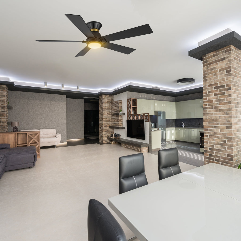 ASCENDER 52 inch 5-Blade Flush Mount Smart Ceiling Fan with LED Light & Remote
