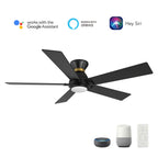 ASCENDER 52 inch 5-Blade Flush Mount Smart Ceiling Fan with LED Light & Remote