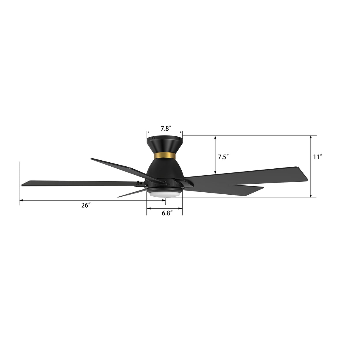ASCENDER 52 inch 5-Blade Flush Mount Smart Ceiling Fan with LED Light & Remote