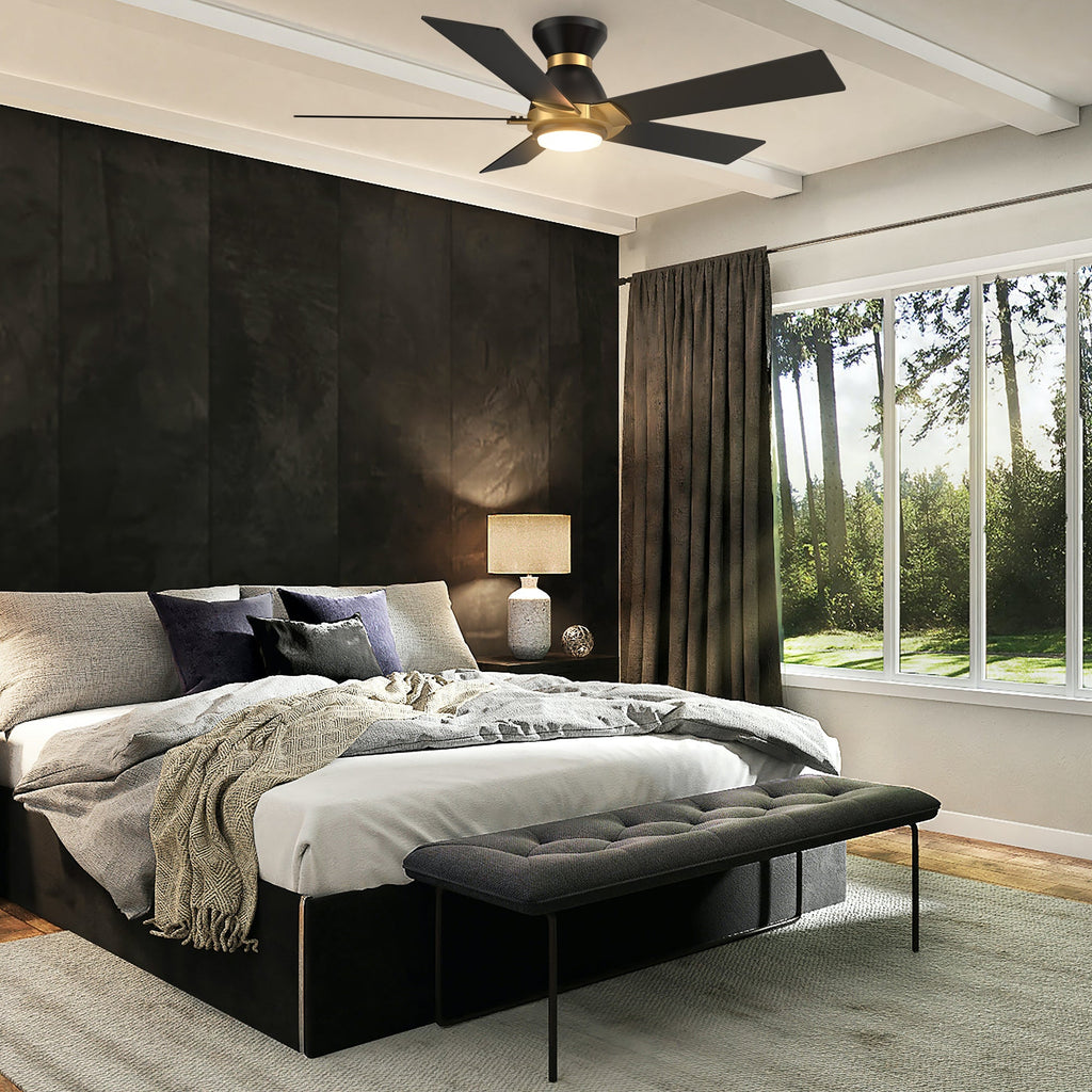 ASCENDER 52 inch 5-Blade Flush Mount Smart Ceiling Fan with LED Light & Remote