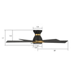 ASCENDER 52 inch 5-Blade Flush Mount Smart Ceiling Fan with LED Light & Remote