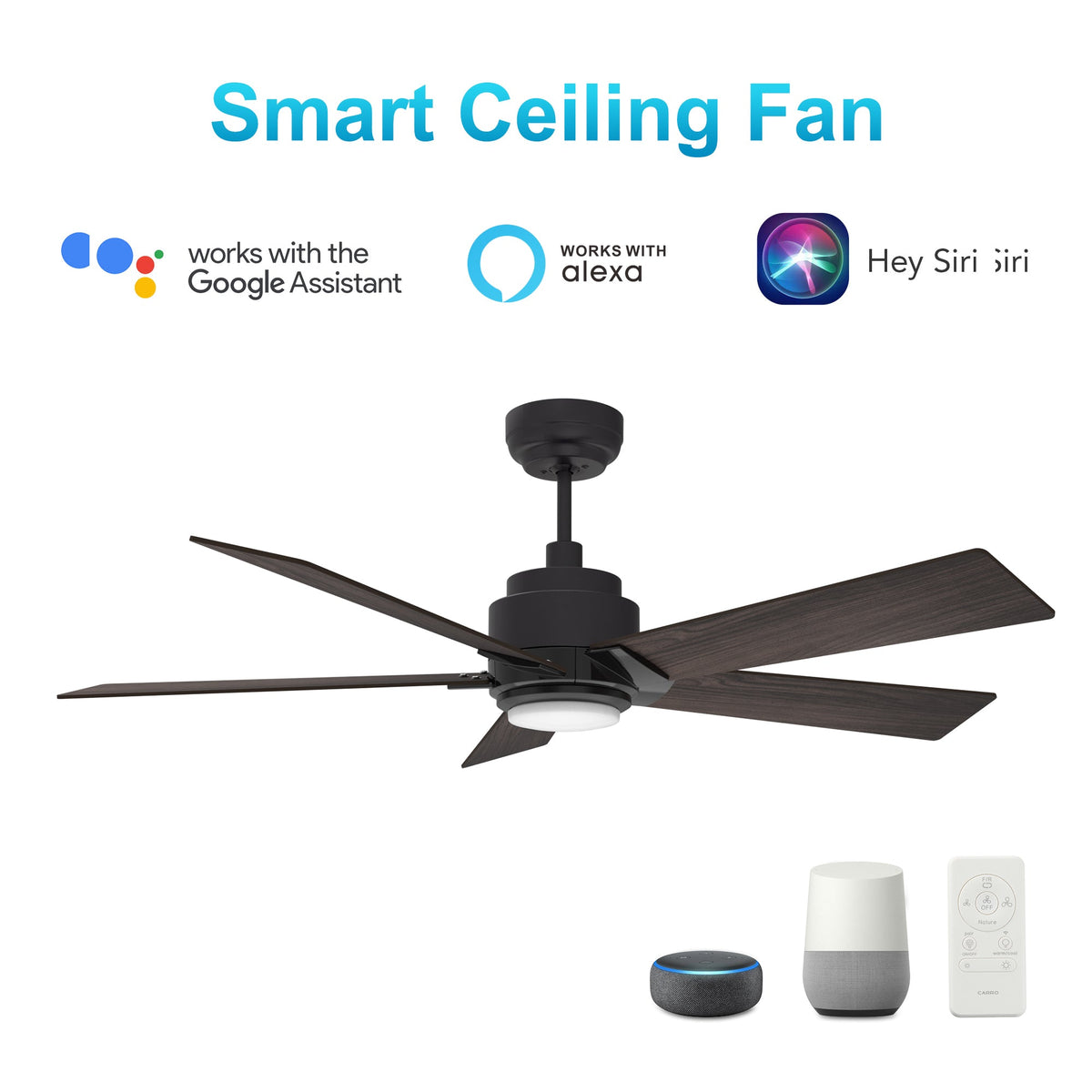 ASCENDER 52 inch 5-Blade Smart Ceiling Fan with LED Light & Remote