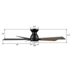 ASCENDER 52 inch 5-Blade Flush Mount Smart Ceiling Fan with LED Light & Remote