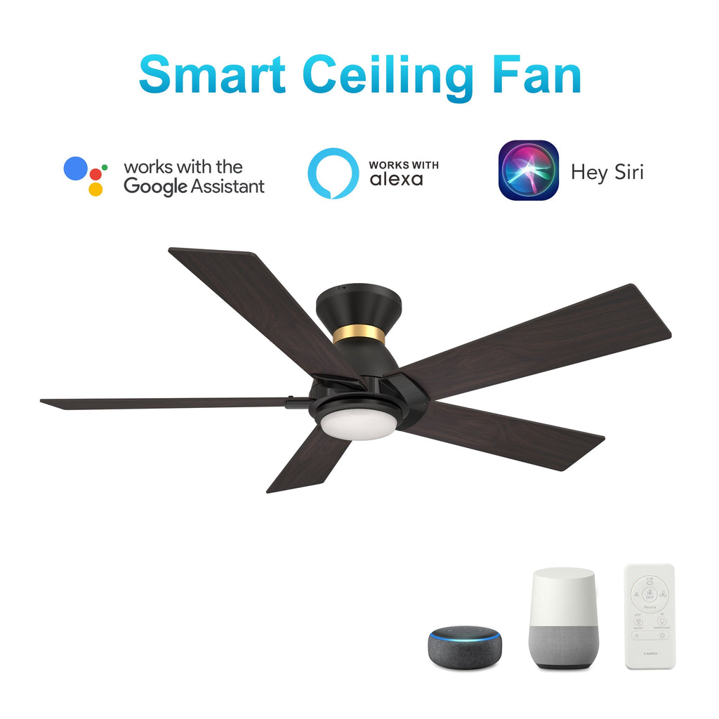 ASCENDER 52 inch 5-Blade Flush Mount Smart Ceiling Fan with LED Light & Remote