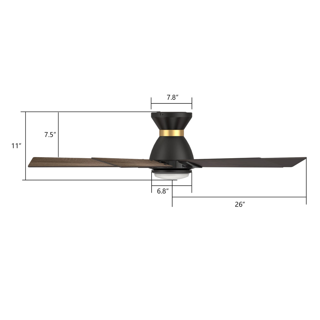 ASCENDER 52 inch 5-Blade Flush Mount Smart Ceiling Fan with LED Light & Remote