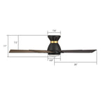 ASCENDER 52 inch 5-Blade Flush Mount Smart Ceiling Fan with LED Light & Remote
