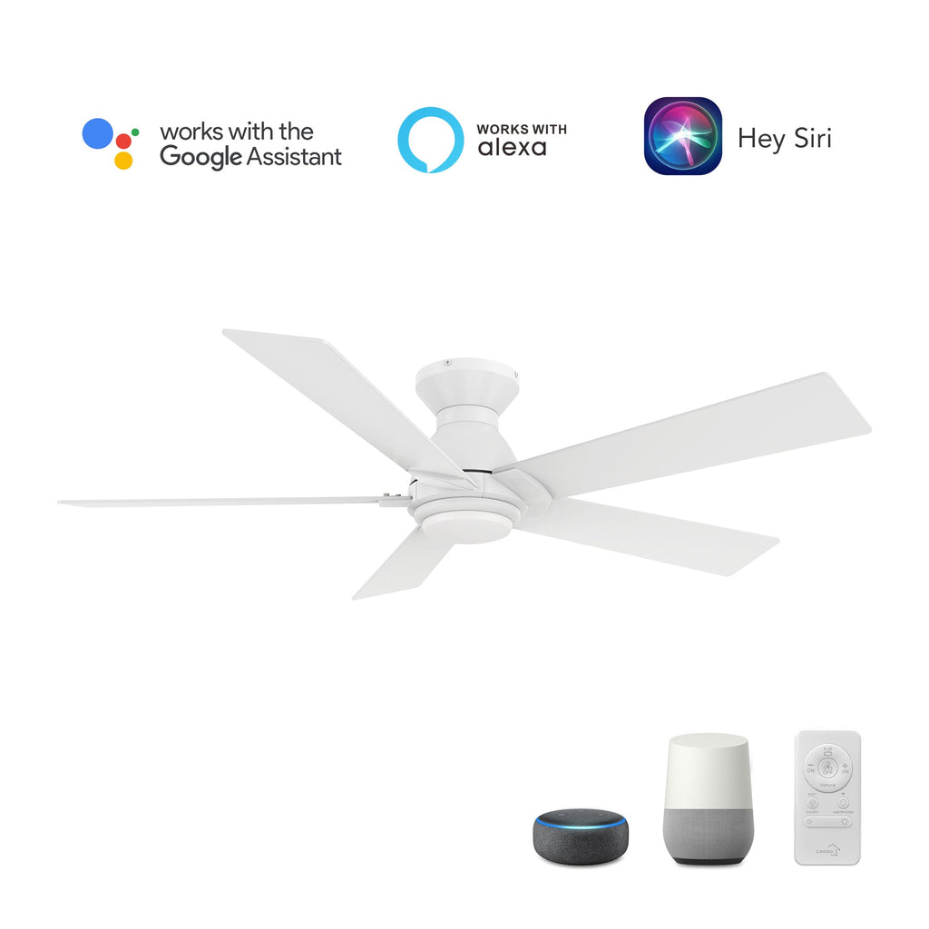 ASCENDER 52 inch 5-Blade Flush Mount Smart Ceiling Fan with LED Light & Remote