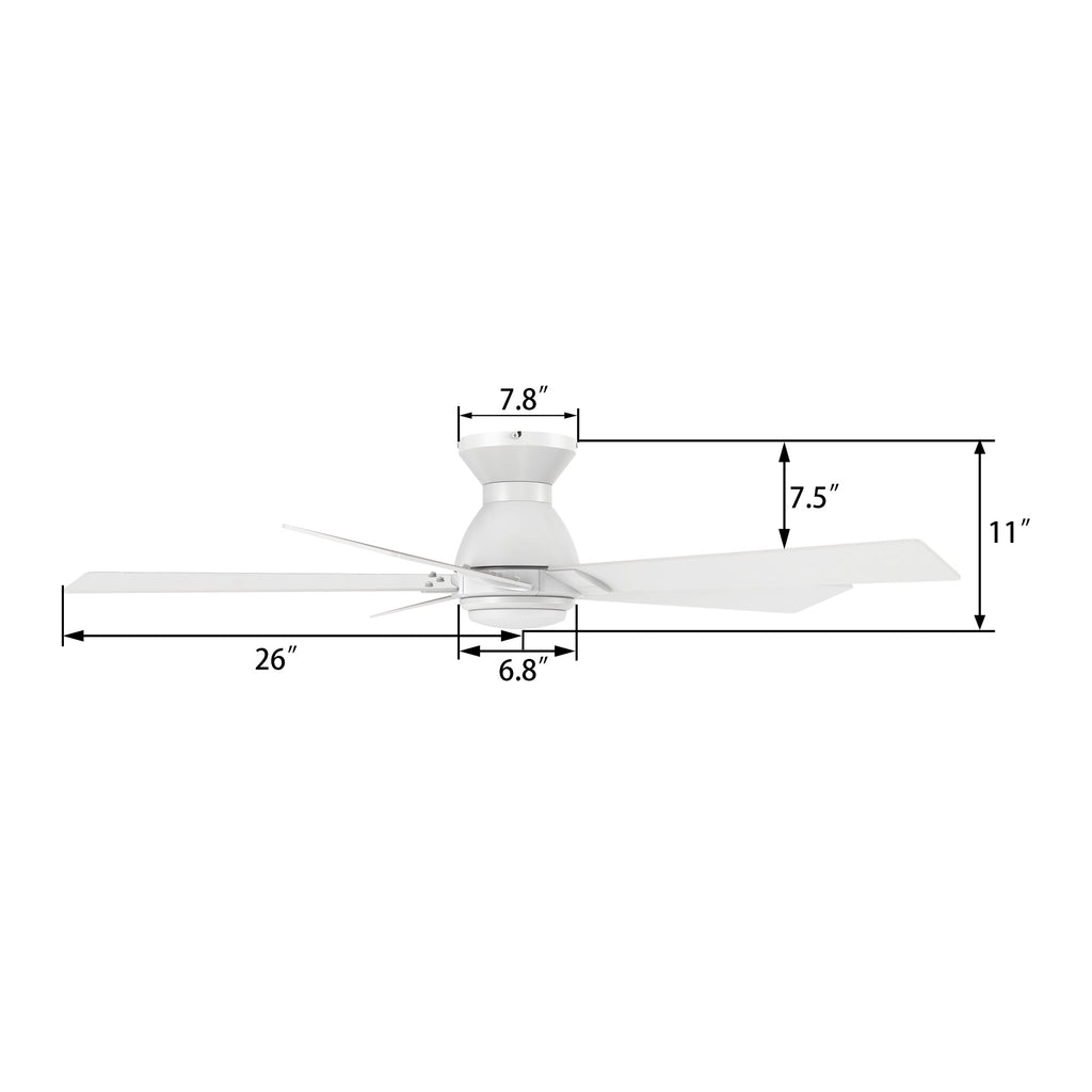 ASCENDER 52 inch 5-Blade Flush Mount Smart Ceiling Fan with LED Light & Remote