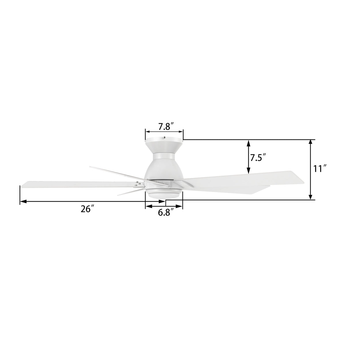 ASCENDER 52 inch 5-Blade Flush Mount Smart Ceiling Fan with LED Light & Remote