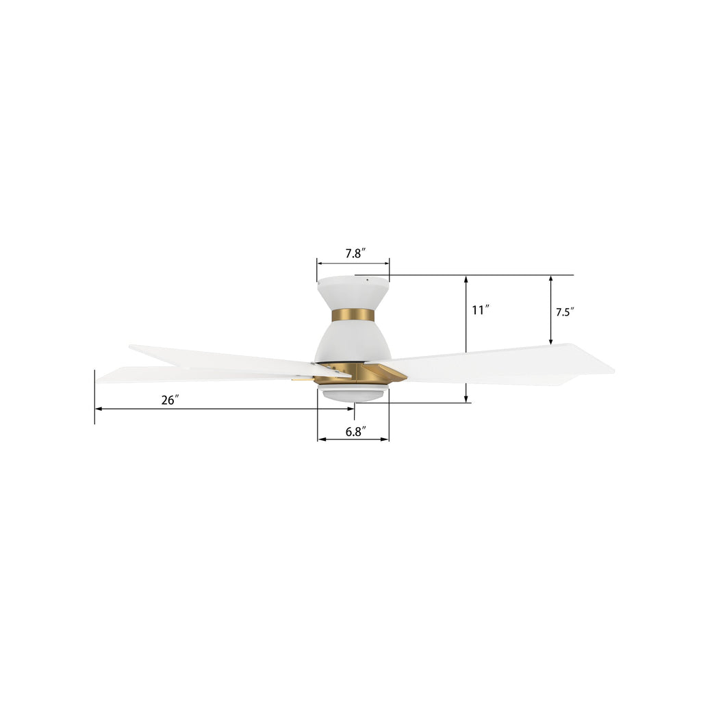 ASCENDER 52 inch 5-Blade Flush Mount Smart Ceiling Fan with LED Light & Remote