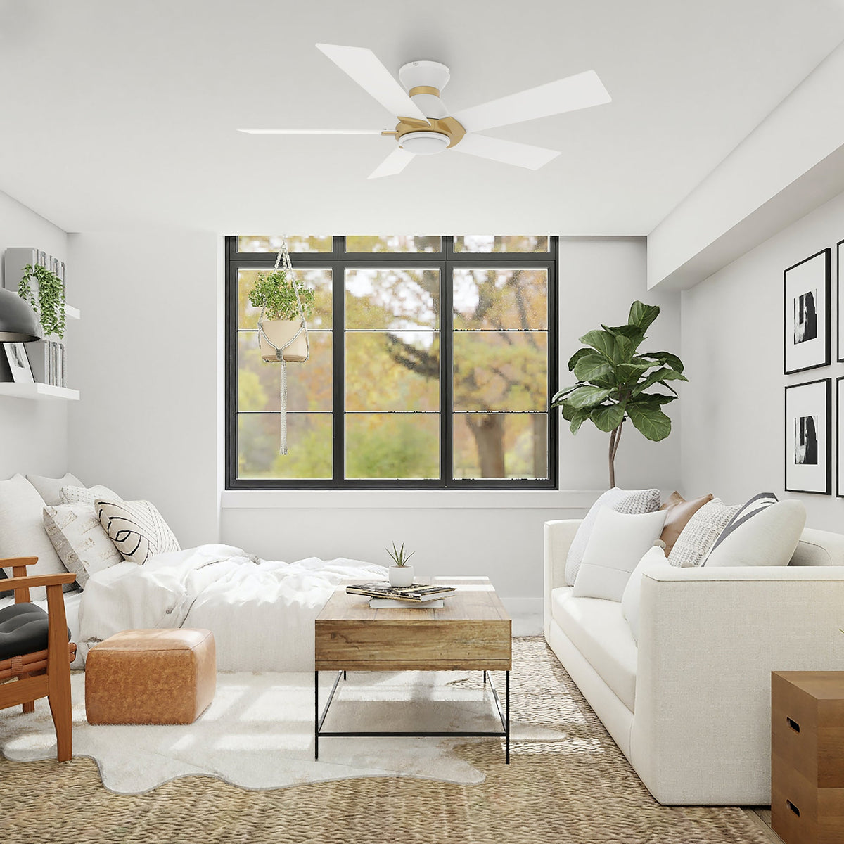 ASCENDER 52 inch 5-Blade Flush Mount Smart Ceiling Fan with LED Light & Remote