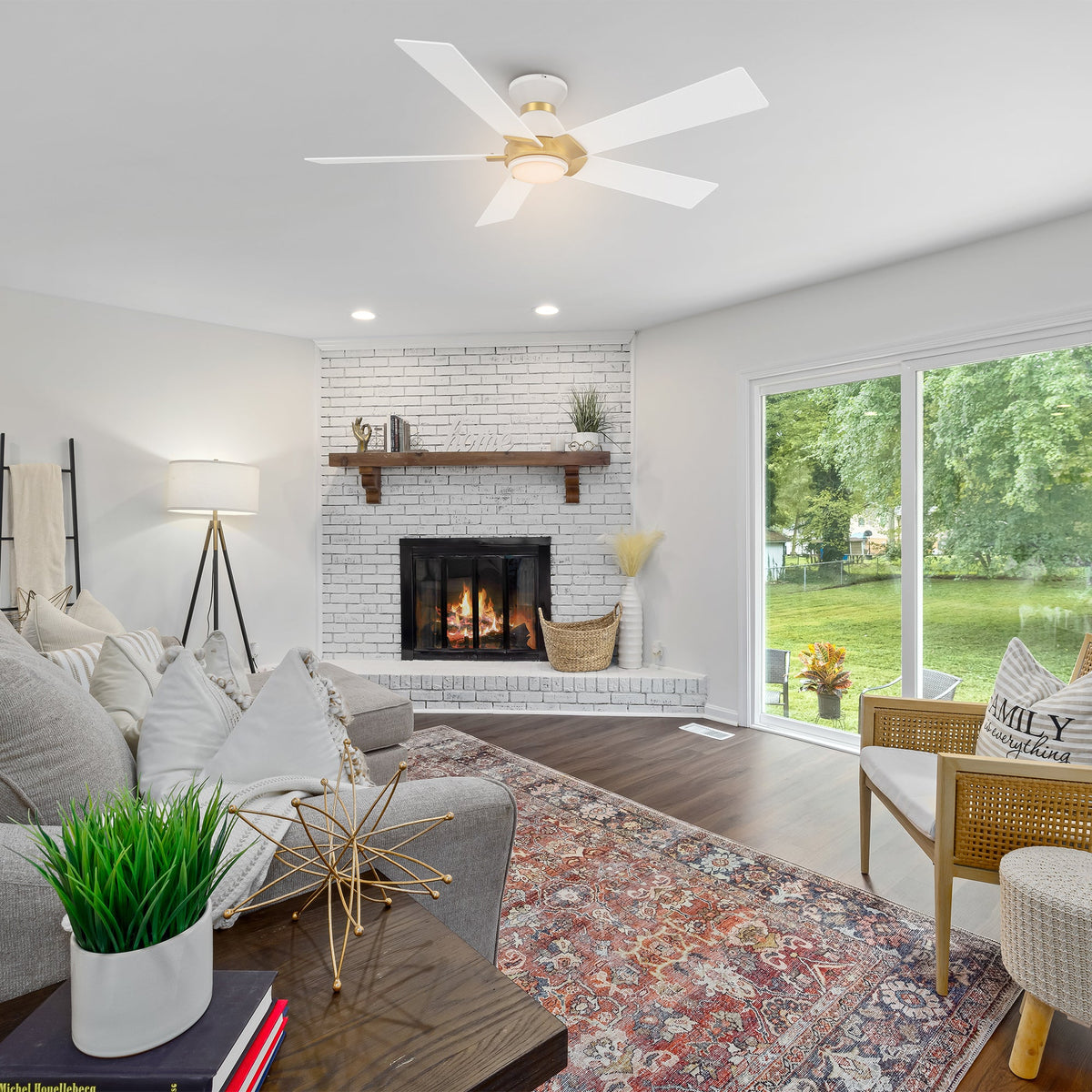 ASCENDER 52 inch 5-Blade Flush Mount Smart Ceiling Fan with LED Light & Remote
