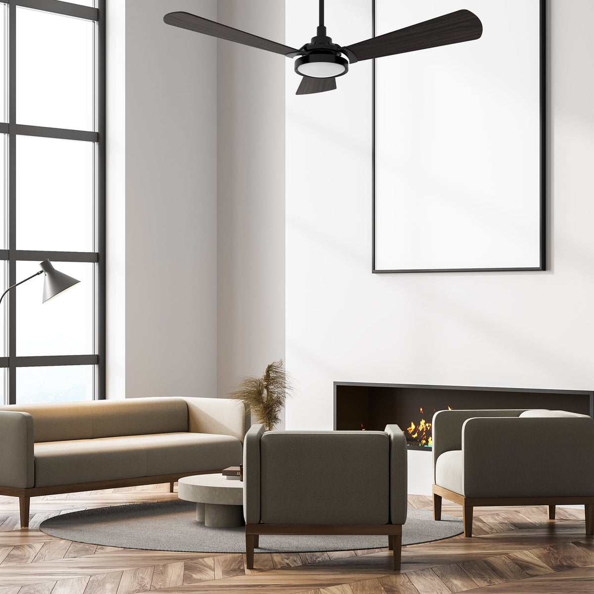 BRISA 52 inch 3-Blade Smart Ceiling Fan with LED Light & Remote