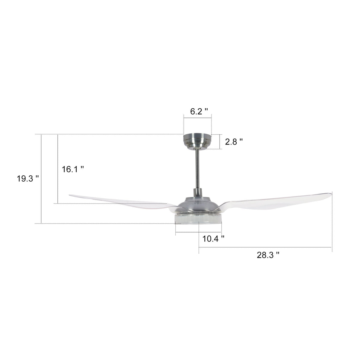 FLETCHER 56 inch 3-Blade Smart Ceiling Fan with LED Light & Remote