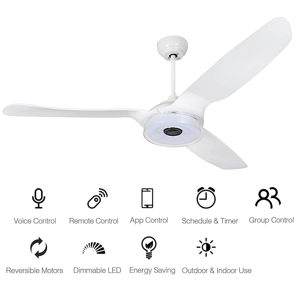 FLETCHER 52 inch 3-Blade Smart Ceiling Fan with LED Light & Remote