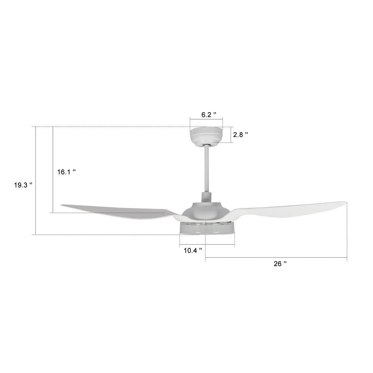 FLETCHER 52 inch 3-Blade Smart Ceiling Fan with LED Light & Remote