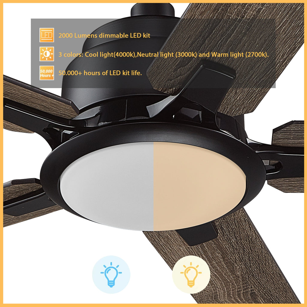 ESPEAR 56 inch 5-Blade Smart Ceiling Fan with LED Light & Remote